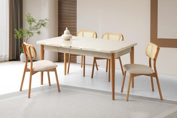 Duru Paris Mdf Lak Panel Açılır Yemek Masa Takımı 90x160 - Image 1