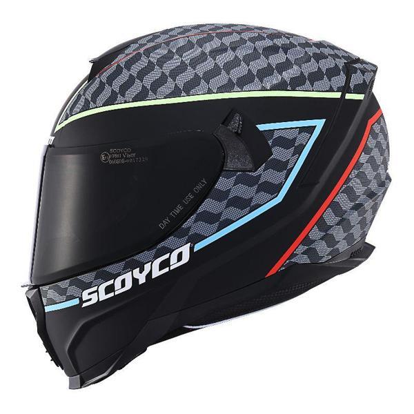Motosiklet Double ve Güneş Vizörlü Full Face Kask Ce Motor Kaskı Lightning - Image 1