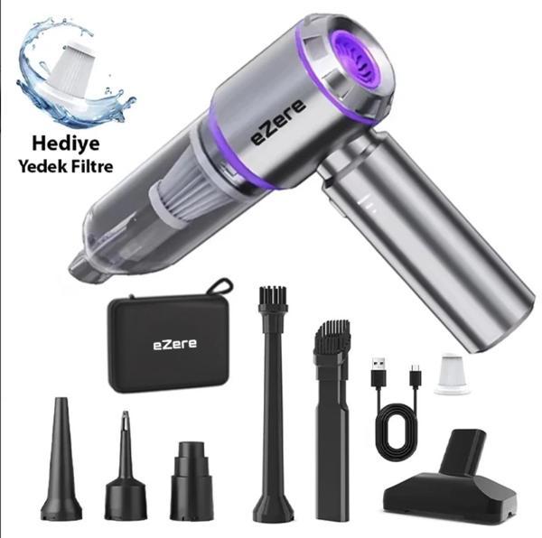 Turbo 16000 pa emiş gücü çantalı üfleme özellikli araba süpürgesi araç ev kullanımı uzun şarj süresi - Image 1