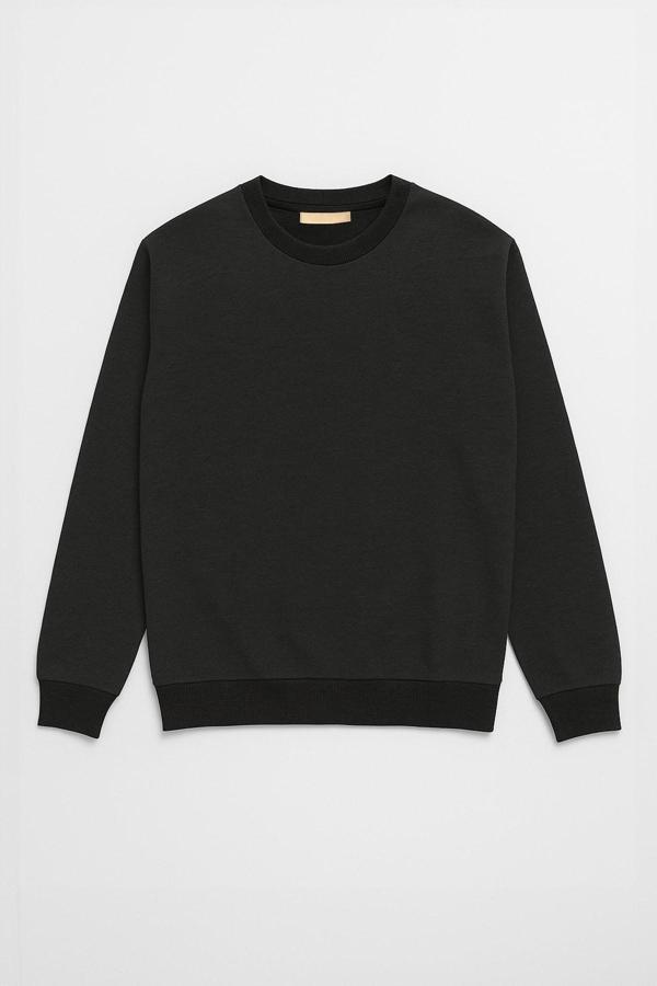 Erkek Bisiklet Yaka Düz Antrasit Sweatshirt - Image 1