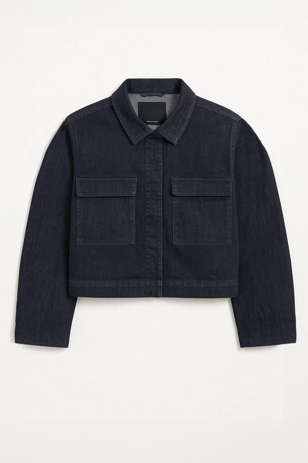 Kadın Cepli Oversize Lacivert Denim Ceket Gömlek - Image 1