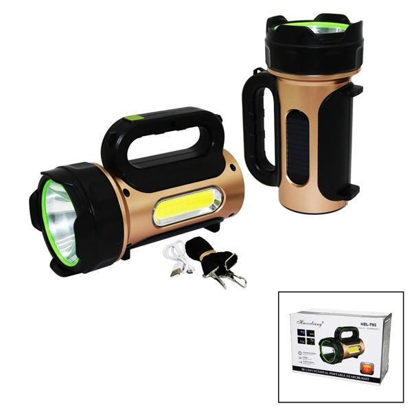 10w - Solar - Usb Şarjlı 2ın1 El Feneri Renkli Fonksiyonel Smd Led - Image 1