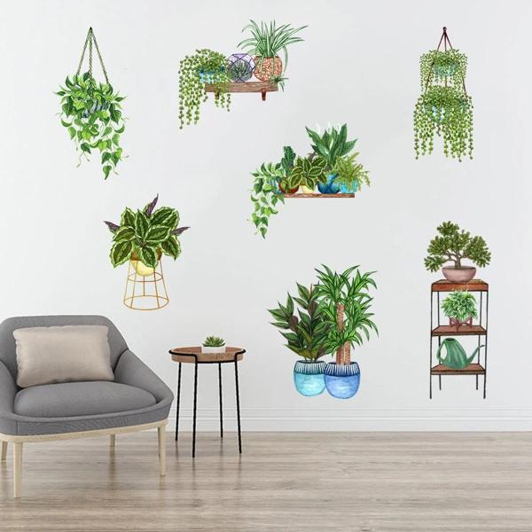 Saksılı Çiçek Tasarımlı Yapışkanlı Sticker - Image 1