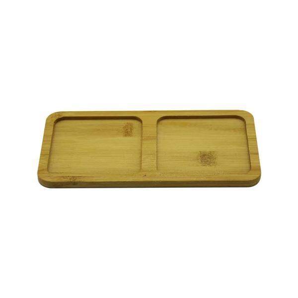 Dikdörtgen - 2 Bölmeli - 10x19.5cm  Ahşap Bambu Yağdanlık Altlık - Image 1