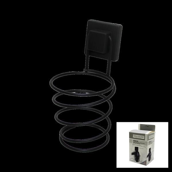 Siyah - Metal Fönlük Fön Makine Askısı Kare Macun Yapışkanlı10x11x15cm - Image 1