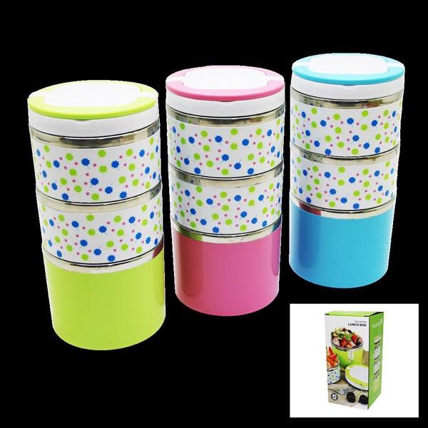 Çiçekli 3lü Sefer Tası - Saklama Kabı Renkli 1.26lt - Image 1