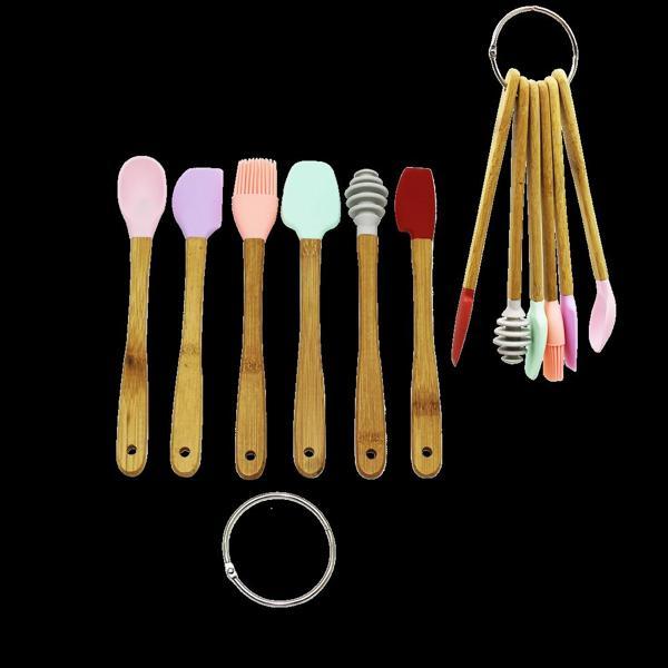 6 Parça  Mini Ahşap Saplı Silikon Mutfak Set - Image 1