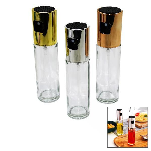 100 Ml Sprey Cam Yağdanlık Krom - Renkli Sprey Kafa - İnce Uzun Şişe - Image 1