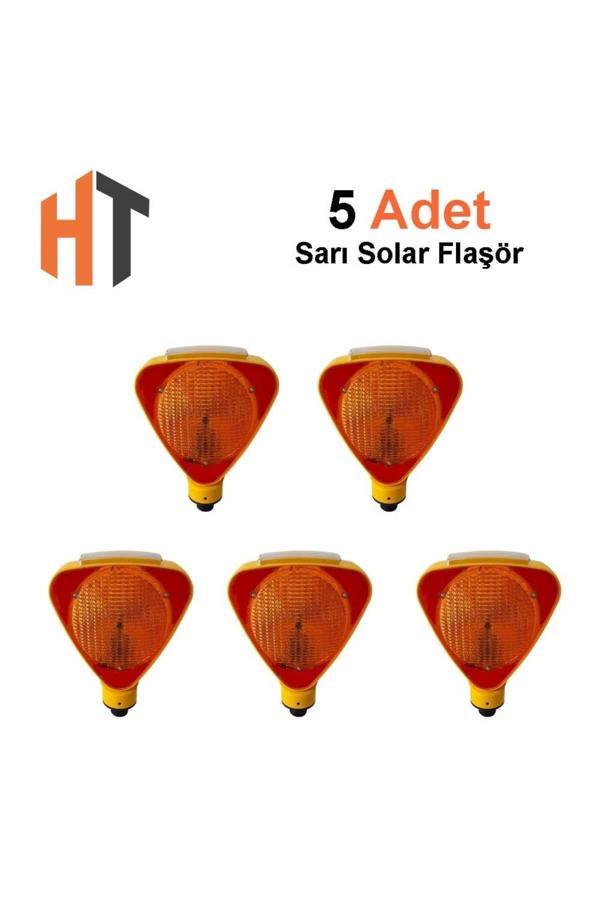 Hayat Trafik Solar Flaşörlü Ledli Lamba Seti Sarı 5 Adet - Image 1