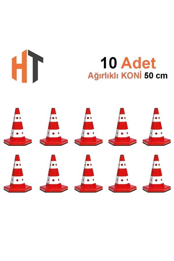 Hayat Trafik Klasik Kedi Gözlü Trafik Konisi 50 Cm Ağırlıklı Trafik Dubası-10 Adet - Image 1