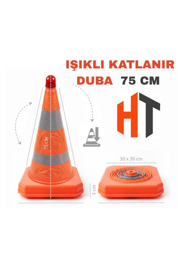 Hayat Trafik Katlanır Duba 75 Cm - Katlanabilir Kolay Kurulum Işıklı Flaşörlü Reflektörlü Duba - Image 1