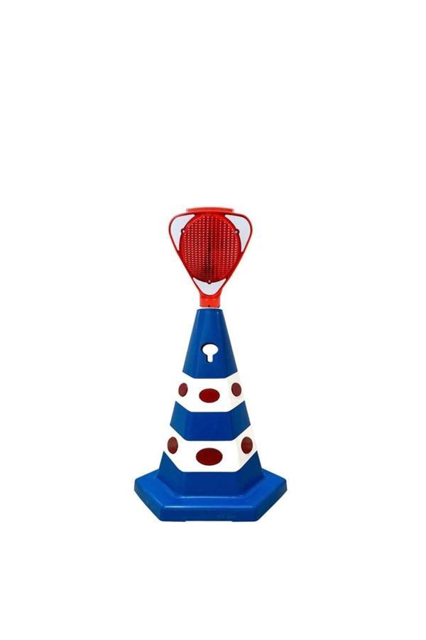 Hayat Trafik Solar Kırmızı Üçgen Flaşörlü Klasik Kedi Gözlü Trafik Konisi Seti - Image 1