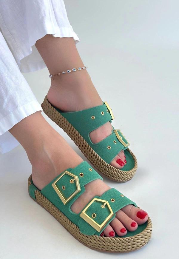 İces Yeşil Nubuk Terlik - Image 1