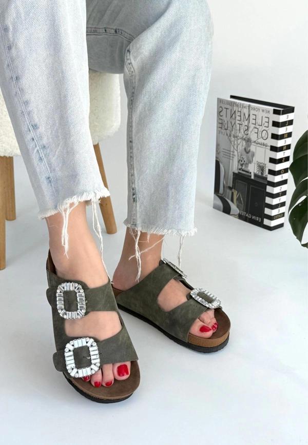 Nool Yeşil Nubuk Terlik - Image 1