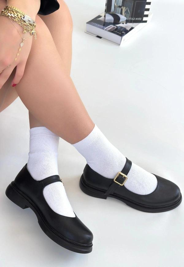 Yokox Siyah Cilt Oxford Ayakkabı - Image 1