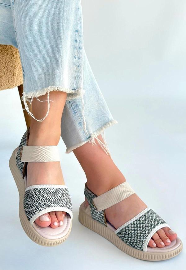 Jake Yeşil Hasır Cilt Sandalet - Image 1