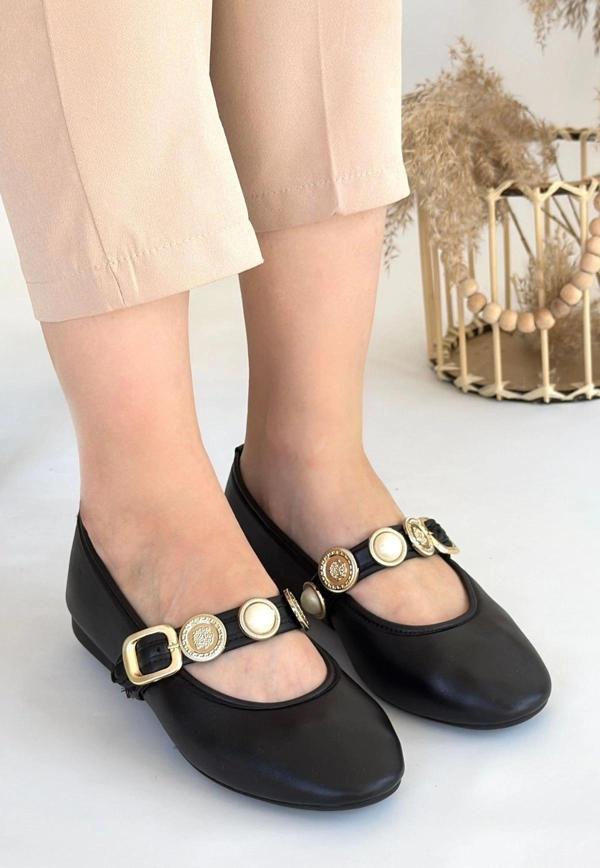 Atnis Siyah Cilt Babet Ayakkabı - Image 1