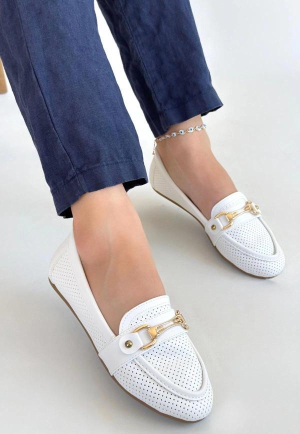 Rain Beyaz Cilt Babet Ayakkabı - Image 1