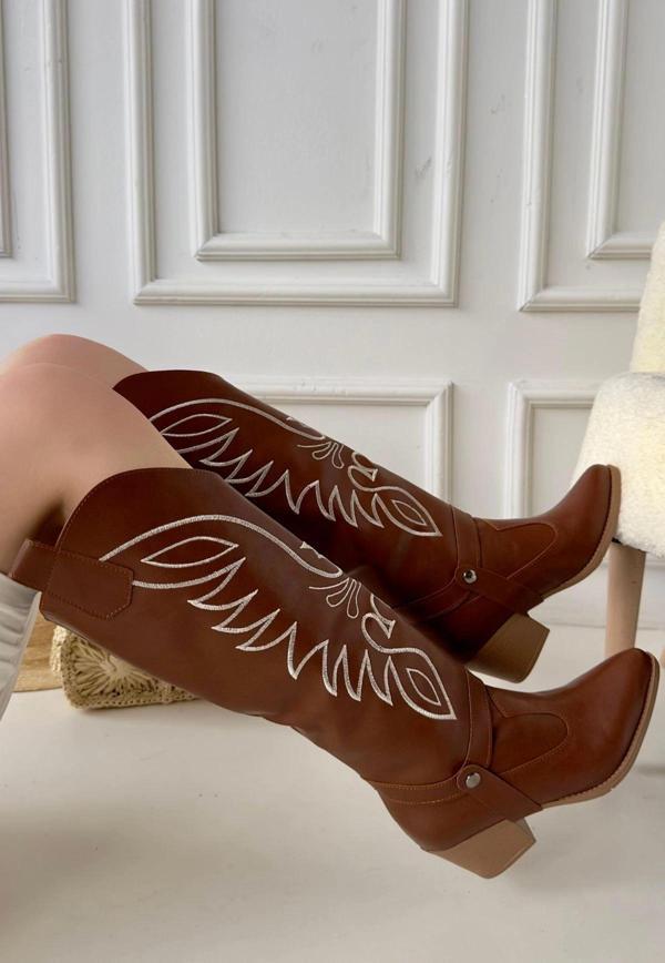 Jilla Taba Cilt Tak Çıkar Topuklu Bot Ve Çizme - Image 1