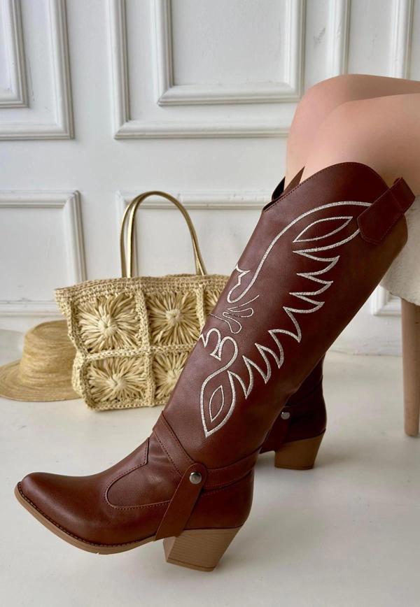 Jilla Taba Cilt Tak Çıkar Topuklu Bot Ve Çizme - Image 1