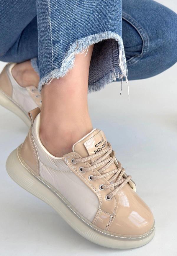 Piona Bej Rugan Bağcıklı Spor Ayakkabı - Image 1