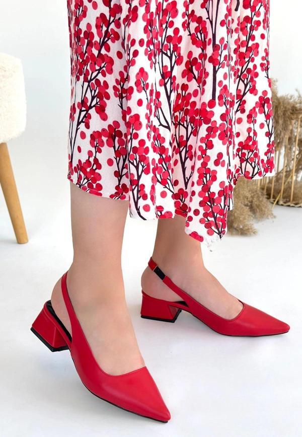 Morji Kırmızı Cilt Topuklu Ayakkabı - Image 1