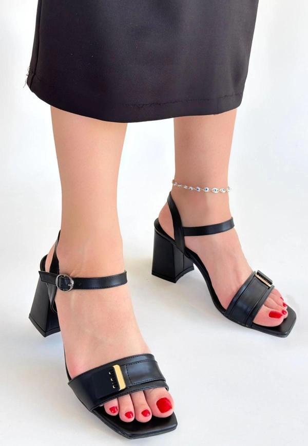 Ruty Siyah Cilt Topuklu Ayakkabı - Image 1