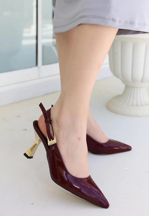 Zalin Bordo Rugan Topuklu Ayakkabı - Image 1