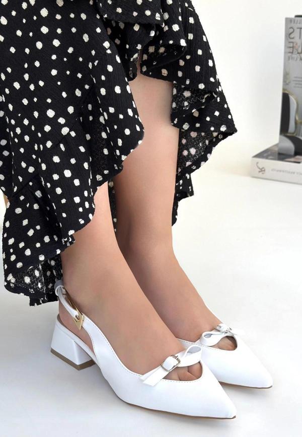 Rewat Beyaz Cilt Topuklu Ayakkabı - Image 1
