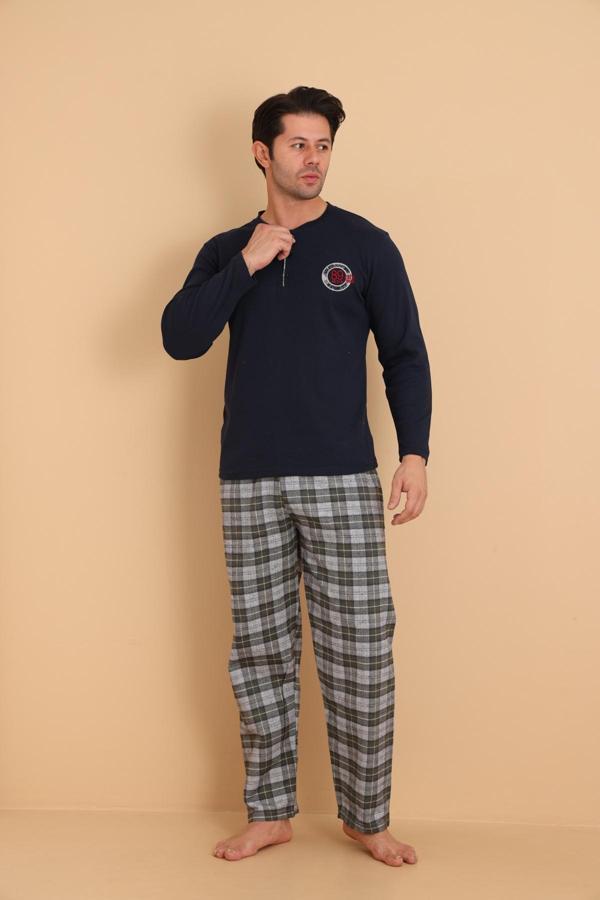 Falkom 7014 İnterlok Kışlık Ekose Pijamalı Erkek Pijama Takımı - Image 1