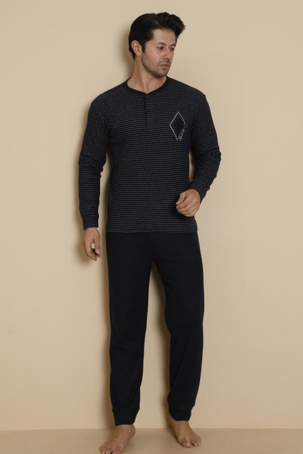 FLK 7008 İnterlok Kışlık Ekose Pijamalı Erkek Pijama Takımı - Image 1