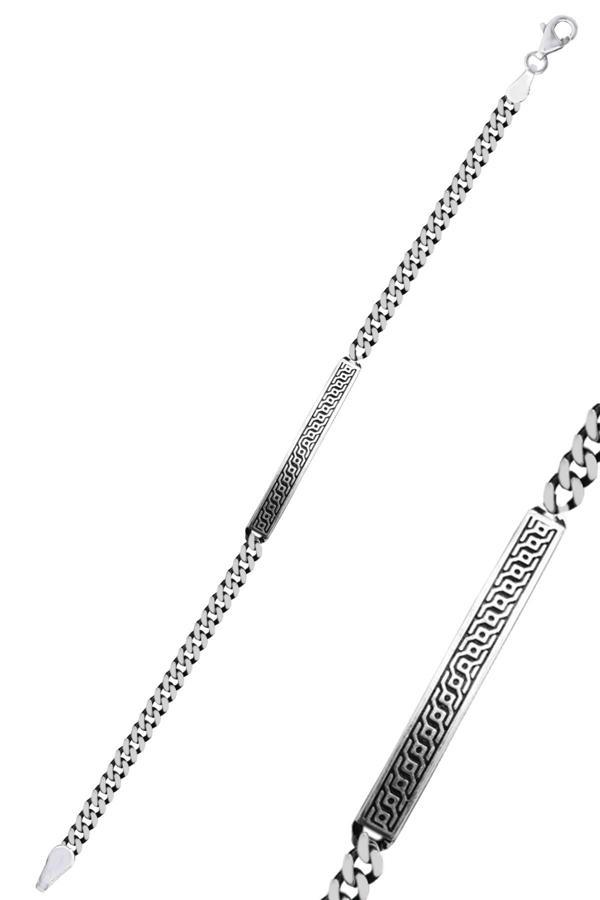 925 Ayar gümüş oksitli desenli erkek bileklik künye [barcode] - Image 1