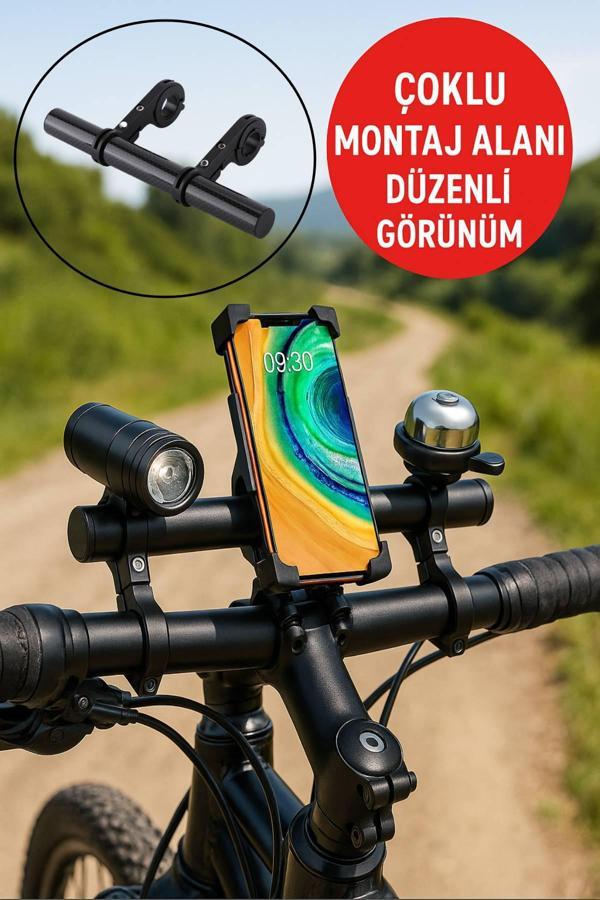 Bisiklet Gidon Uzatma Barı – Çoklu Montaj Alanı, Dayanıklı ve Şık Aksesuar Tutucu 30 cm - Image 1