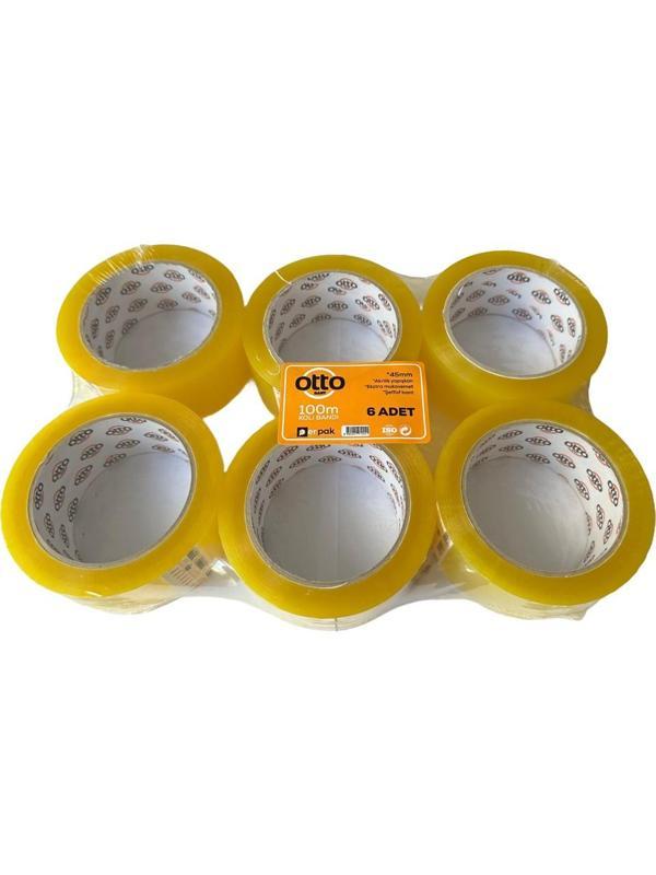 Otto Akrilik Şeffaf Koli Bandı Bant 45mmx100 Metre 6'Lı Paket - Image 1