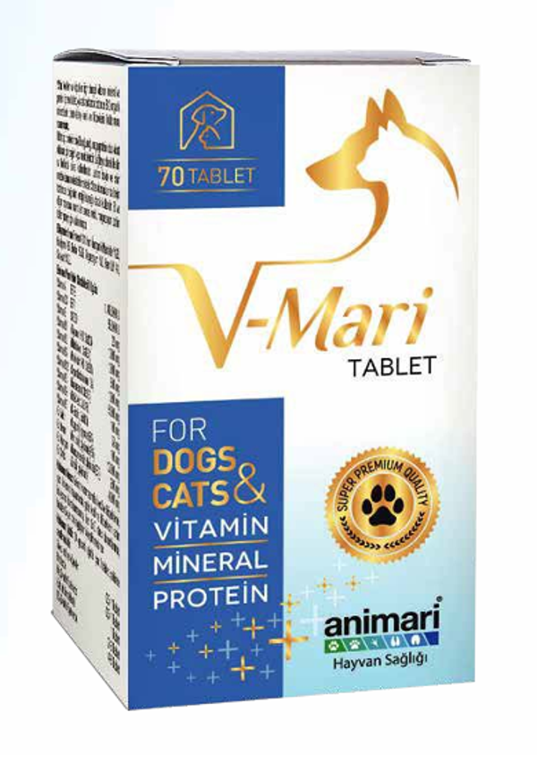 Animari V-Mari Kedi Köpek Vitamin Mineral Protein Tablet 70 adet - Image 1