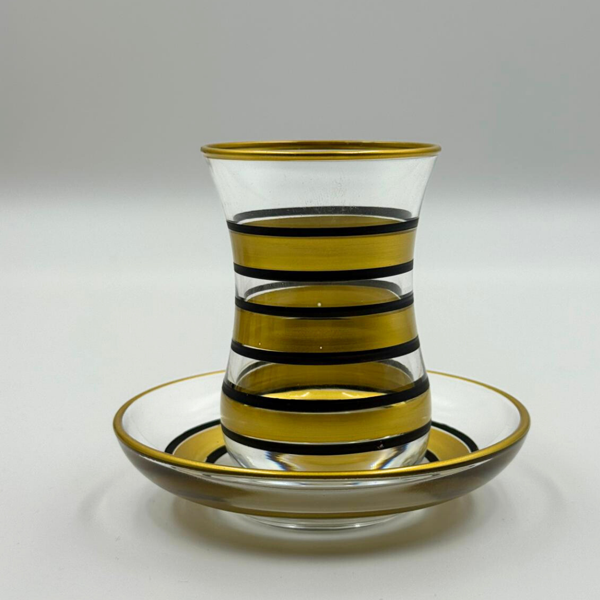 Altın Şeritli 6 Kişilik Çay Bardağı Seti - Image 1
