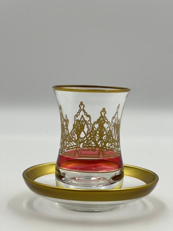 Altın Taç Desenli 6 Kişilik Çay Bardağı Seti - Image 1