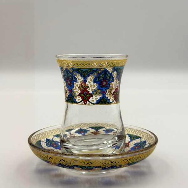  İznik Motifli 6 Kişilik Çay Bardağı Seti - Image 1