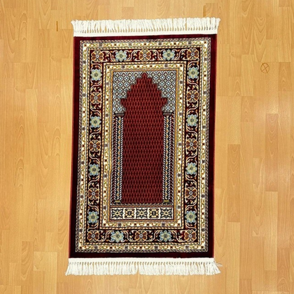 Lalezar Motifli Yünlü Seccade Bordo - Image 1