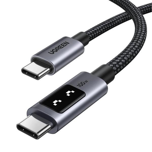 UGREEN Uno USB-C 100W 5A QC PD Örgülü Hızlı Şarj Kablosu, 1 Metre, Siyah, 35501 - Image 1