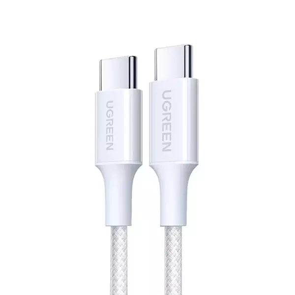 UGREEN USB-C 100W 5A QC PD Örgülü Hızlı Şarj Kablosu, 1 Metre, Beyaz, 35220 - Image 1