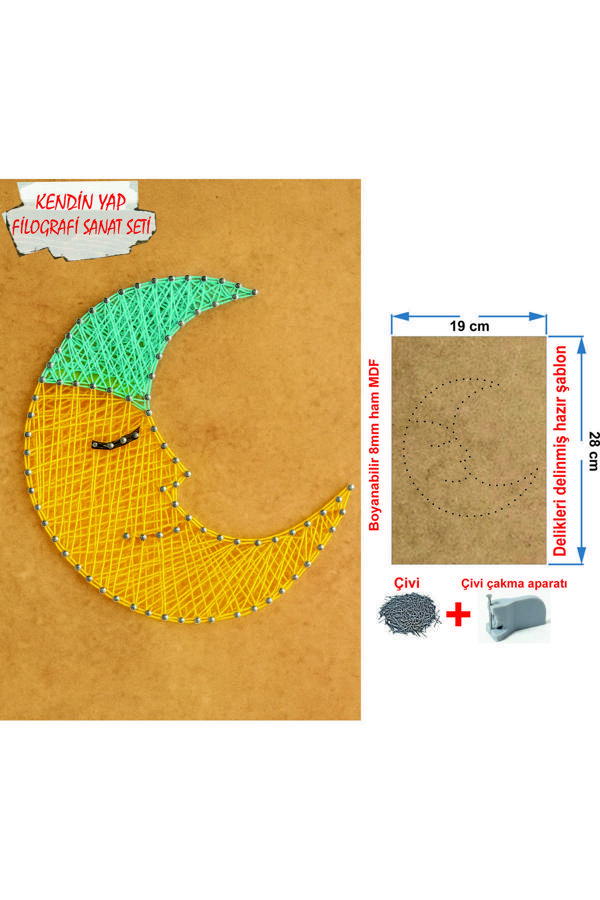 İp Sanatı Dikkat Geliştirici el becerisi Çocuk Montessori Eğitimi Filografi Hazır Set Aydede - Image 1