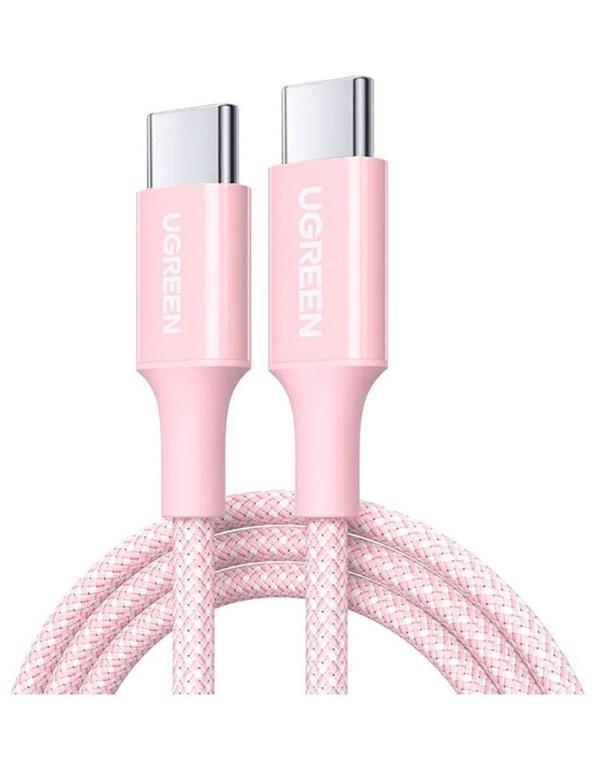 UGREEN USB-C 100W 5A QC PD Örgülü Hızlı Şarj Kablosu, 1 Metre, Pembe, 65251 - Image 1