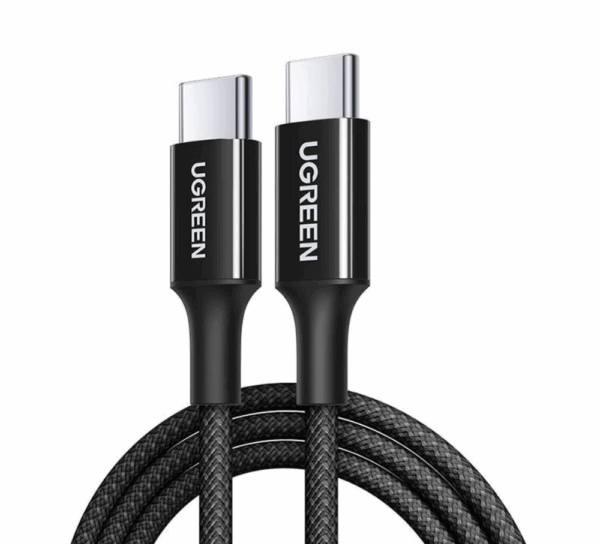 UGREEN USB-C 100W 5A QC PD Örgülü Hızlı Şarj Kablosu, 1 Metre, Siyah, 65249 - Image 1