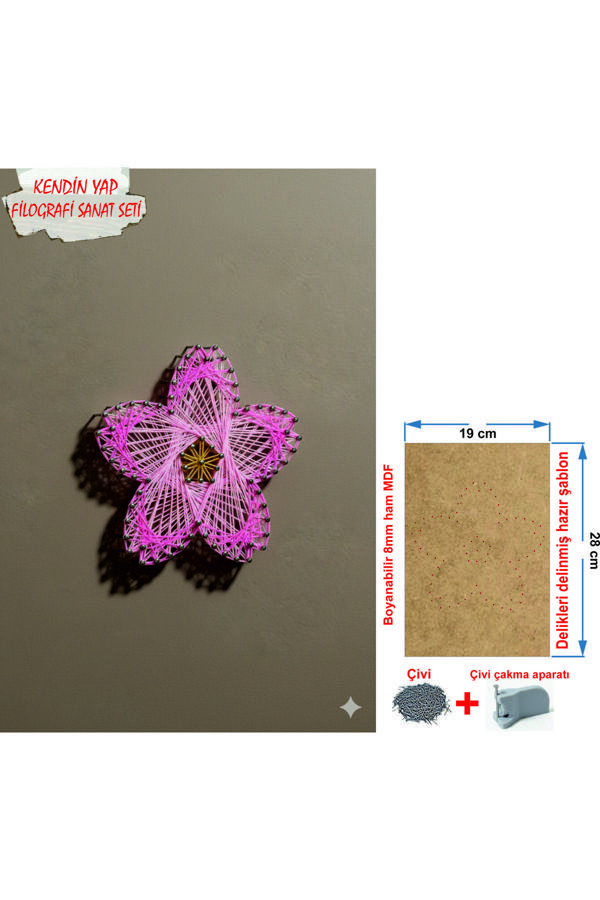 İp Sanatı Dikkat Geliştirici el becerisi Çocuk Montessori Eğitimi Filografi Hazır Set Çiçek - Image 1