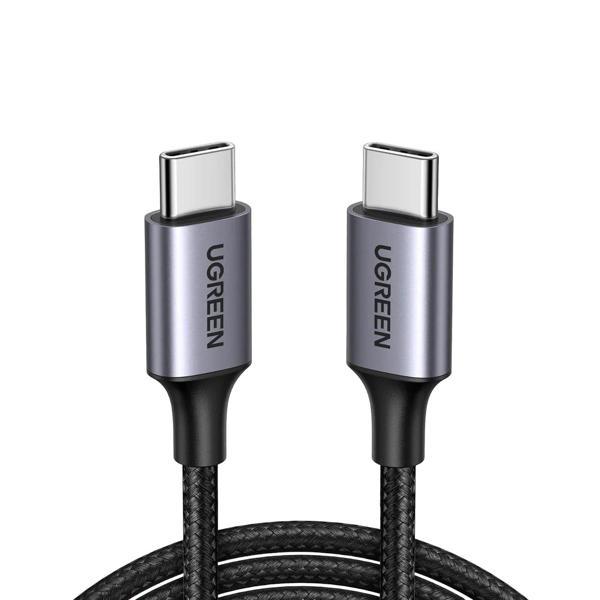 UGREEN USB-C 60W 3A QC PD Örgülü Hızlı Şarj Kablosu, 0,5 Metre, Siyah, 50149 - Image 1