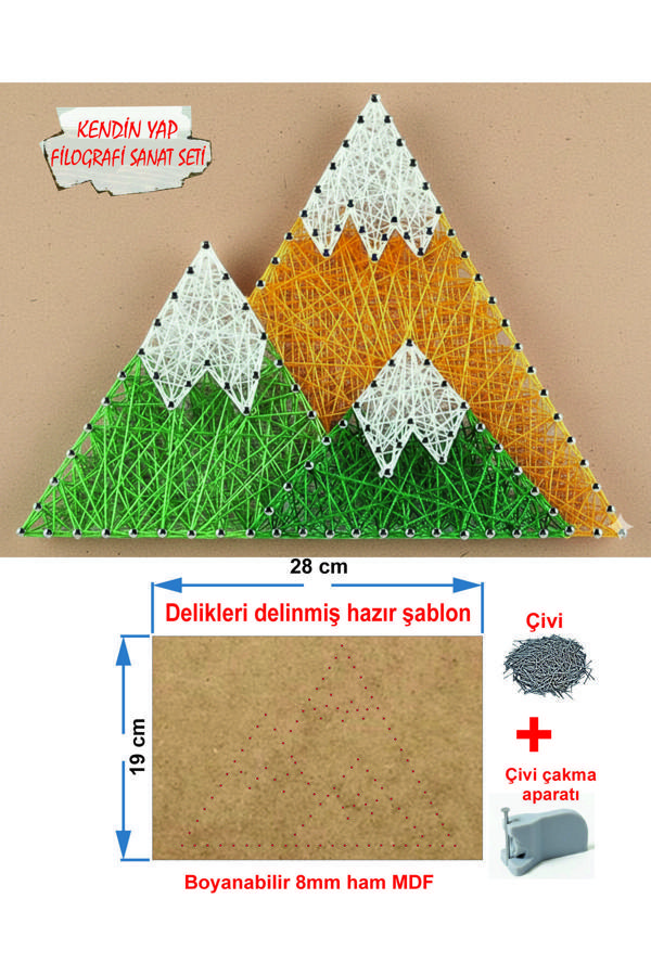 İp Sanatı Dikkat Geliştirici el becerisi Çocuk Montessori Eğitimi Filografi Hazır Set Dağlar - Image 1