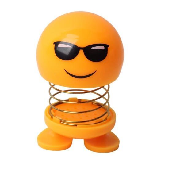 Güneş Gözlüklü Emoji Smile Zıp Zıp Kafa 8 cm Araba Torpido Süsü Masaüstü Dekoratif Figür Pasta Süsü - Image 1