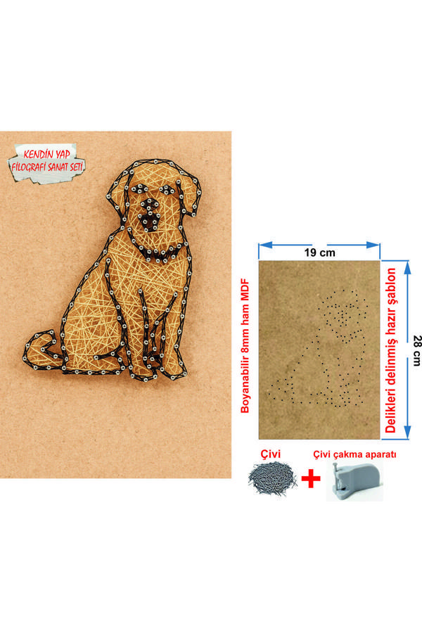 İp Sanatı Dikkat Geliştirici el becerisi Çocuk Montessori Eğitimi Filografi Hazır Set Köpek - Image 1