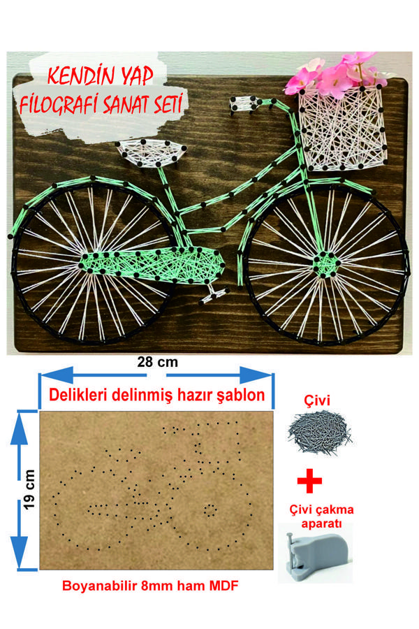 İp sanatı Dikkat geliştirici el becerisi eiğtimi Filografi Hazır Set Bisiklet - Image 1